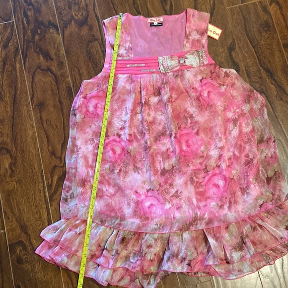 🆕 Pretty pink rose design tunic style dress in size 2 - Picture 7 of 8